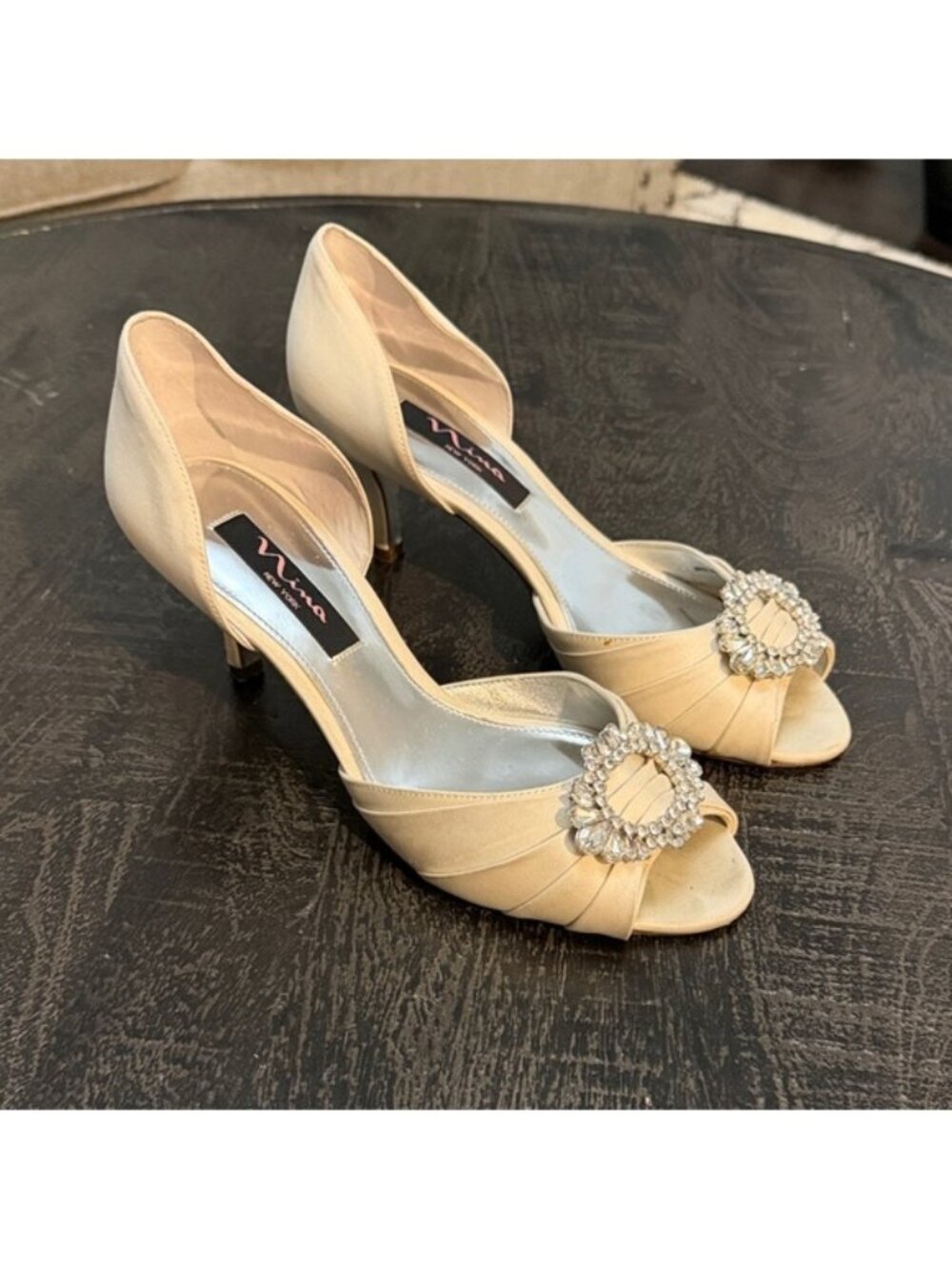 Nina Ivory Heels with Sparkling Brooch
